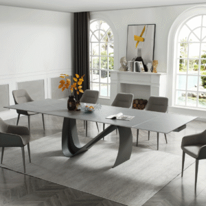 9087 Table Dark grey with 1254 chairs